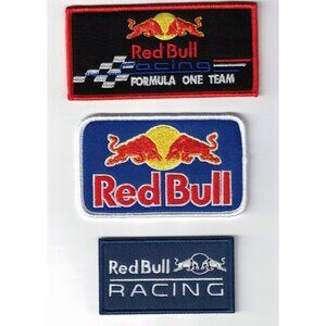 (3) Lot Red Bull Energy Drink Formula One F1 Racing Team Patch Iron / Sew-On